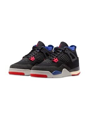 Nike Jordan 4 Retro OG Kids Sneakers Black Blue and Red Accents
